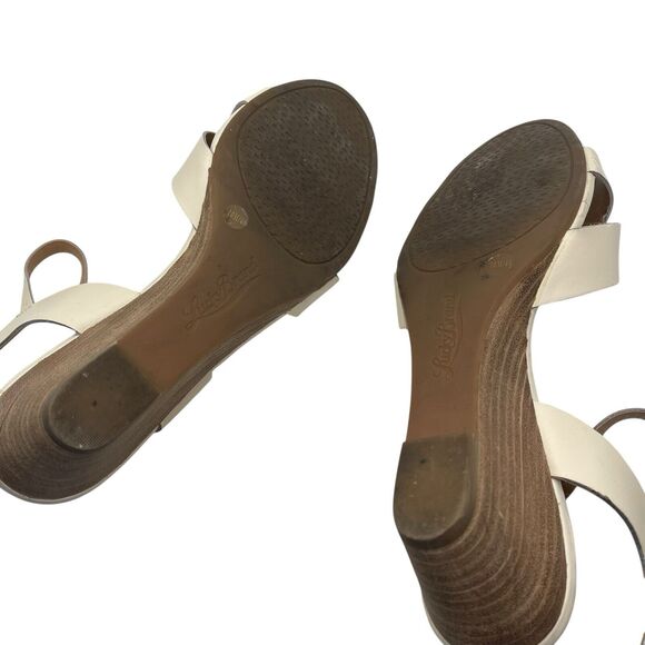 Lucky Brand 10 M Shoes Low Wedge Heel Sandals Leather Ivory Heels - Picture 11 of 11